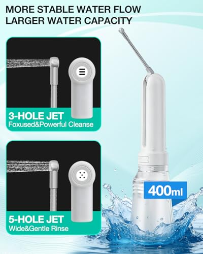 Portable Bidet Toilet Aid Wiper Tool Set for Travel - 400ML Bottle - 800mAh - 3 Pressure Modes - IPX7 Waterproof - Compact Design with Dust Bag for Daily Cleaning & General Use (500ml)