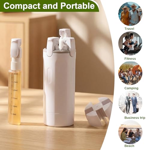 Domensi 4 in 1 Travel Dispenser with 4 Pack 30ml Travel Bottles and Label Refillable & Leak Proof Portable Toiletry Containers with Locks for Shampoo Lotion Conditioner Cream (White) - color: White
