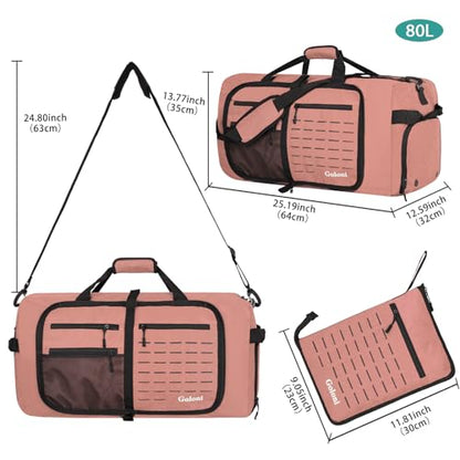 Foldable Travel Duffle Bag for Men Women, Waterproof with Shoe Compartment, 80L 120L Large Collapsible Luggage Bag, Lightweight Packable Duffel for Travel Sports Gym Airline Carry On Checked Bag - color: Pink