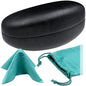 MyEyeglassCase® Large Hard Sunglasses Case | fits Large curved Sunglasses, with microfiber bag and cleaning cloth - color: Smooth Black