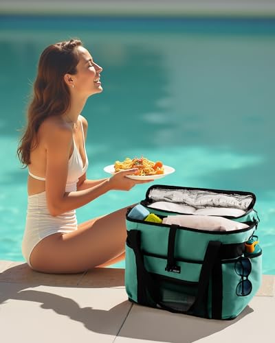 Large Beach Tote Bag with Insulated Cooler Compartment– Spacious Mesh Beach Bag for Pool, Swim & Travel, Wet/Dry Separate Compartments