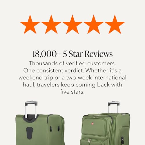 SWISSGEAR Sion Softside Expandable Spinner Luggage Durable Lightweight Travel Suitcase, Evergreen, Checked-Large - color: Evergreen, size: Checked-Large