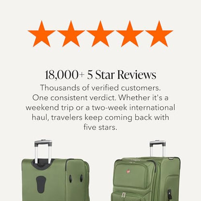 SWISSGEAR Sion Softside Expandable Spinner Luggage Durable Lightweight Travel Suitcase, Evergreen, Checked-Large - color: Evergreen, size: Checked-Large