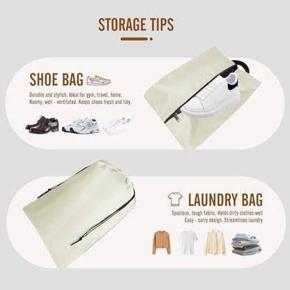 8 Set Compression Packing Cubes for Travel, Expandable Luggage Organizer with Shoe Bag & Laundry Bag - Lightweight Suitcase & Backpack Travel Essentials (Beige) - color: Beige