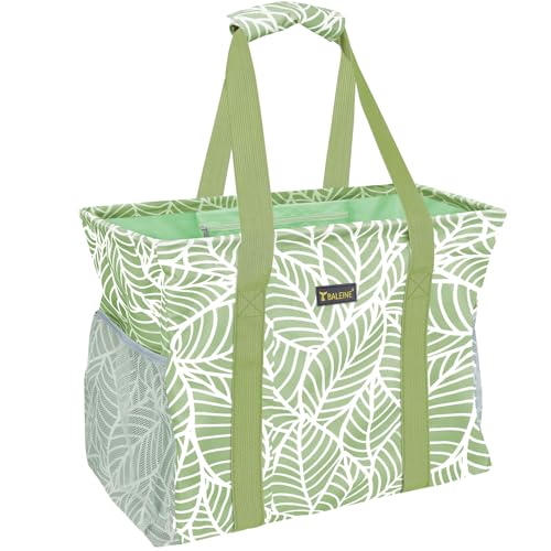 BALEINE Extra Large Utility Tote Bag with Reinforced Wire Frame, Reusable Grocery Bag for Shopping, Picnic (Antique Foliage, 16.5''x14''x10'') - color: Antique Foliage, size: 16.5''x14''x10''