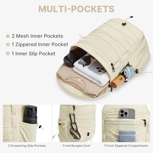 G4Free Hiking Backpack for Women Men 20L Lightweight Travel Backpacks Daypack Outdoor Daily Camping, Beige - color: Beige