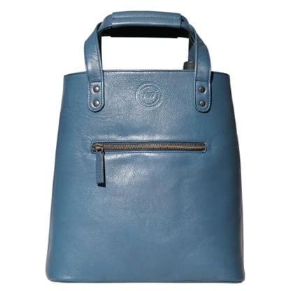Premium Collection Genuine Leather Two-bottle Wine Tote | Luxury & Style Bag | Ideal Gift | Women and Men - color: Blue