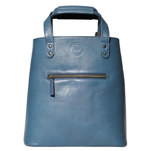 Premium Collection Genuine Leather Two-bottle Wine Tote | Luxury & Style Bag | Ideal Gift | Women and Men - color: Blue