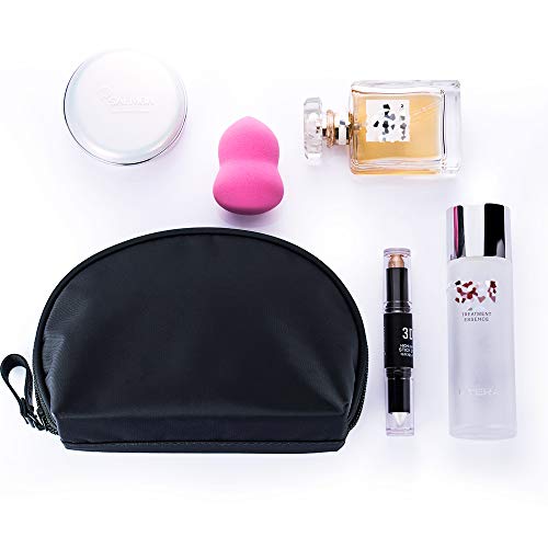 Hekyip Half Moon Cosmetic Bag, Travel Makeup Pouch, Portable Waterproof Cosmetic Pouch for Girls Women, Small (ALL BLACK) - color: ALL BLACK