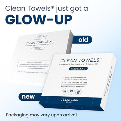 Clean Skin Club Clean Towels XL®, Travel Pack 100% USDA Biobased Disposable Face Towel, Eczema Association Accepted,Dry Wipes, TSA-Approved Travel Essential, 1 Pack, 10 ct Total - size: 1 Count (Pack of 1)