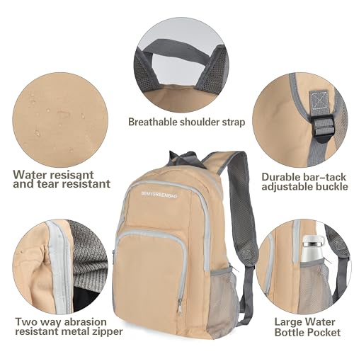 35L Foldable Waterproof Backpack For Outdoor Sports Travel Inside Wet Clothes Compartment Packable For Multiple - color: 3brown
