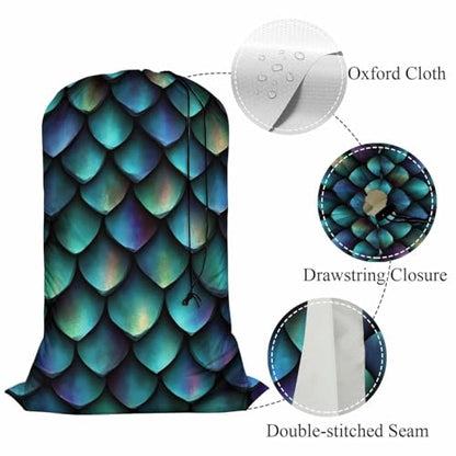 Swono Animal Skin Laundry Bags for Travel, Home, Camping and Gym 3D Print Seamless Texture of Dragon Scales 28" x 40", Football Grid Oxford Cloth - color: Animal Skin