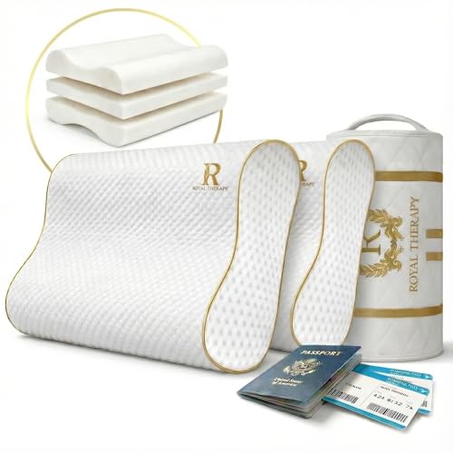 2-Pack Travel Memory Foam Pillow, Camping, Cervical for Pain, Contour, Pillow for Neck and Shoulder, Neck - size: Travel 18 x 12 x 5" (2-pack)