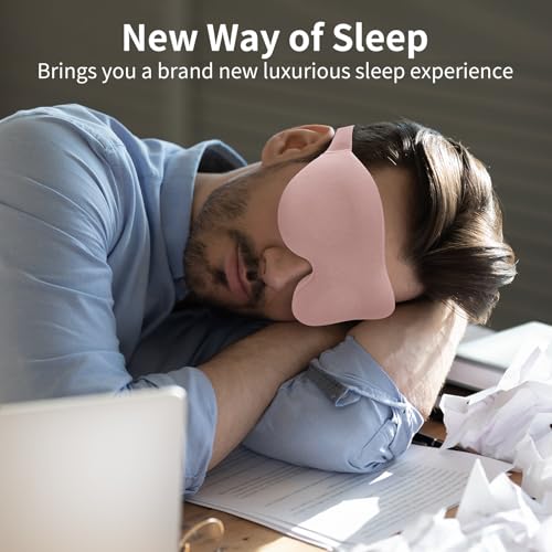 NEWVANGA Sleep Mask for Back and Side Sleeper, Block Out Light, Luxury Sleeping Eye Mask of 3D Night Blindfold, Zero Pressure Breathable Travel Eye Cover Pink - color: Luxury Pink