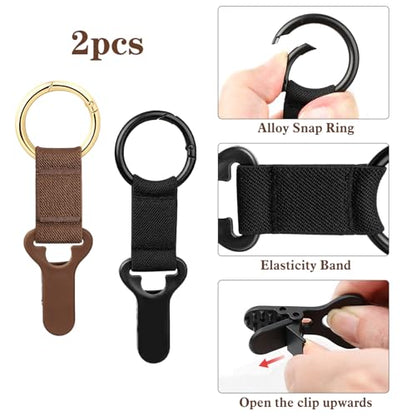 Niveaya Hat Clip for Travel on Bag - 2 Pack, Vacation Beach Cruise Essentials Accessory for Travel Handbag Backpack Luggage, Securely Hold to Keep Hat Shaped, Black+Brown - color: 2pcs Black+brown