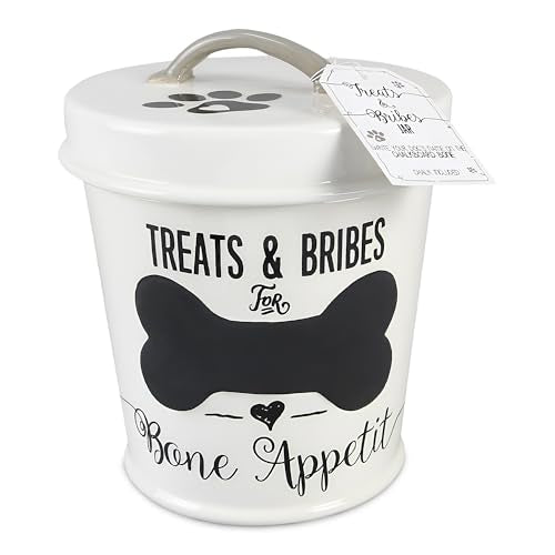 Young's Inc 7"X7"X8" Ceramic Dog Treat Jar - color: Dog Treat, White