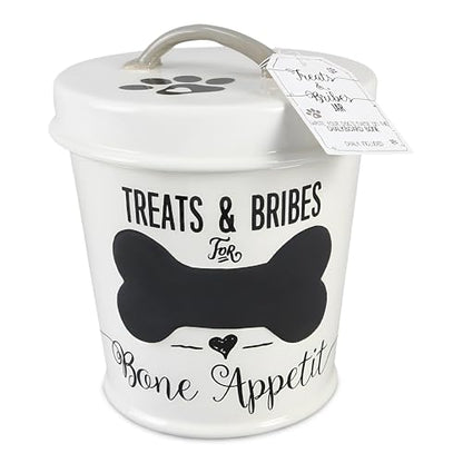 Young's Inc 7"X7"X8" Ceramic Dog Treat Jar - color: Dog Treat, White