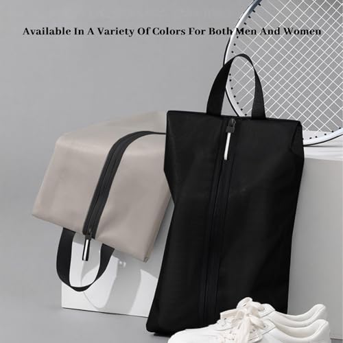 Waterproof Shoe Bag Odor Absorbing Multifunctional Storage Lightweight Shoe Dust Bags with Zipper for Gym Sports Travel Work Men and Women (Off White, 16.5 × 9.8 Inches)
