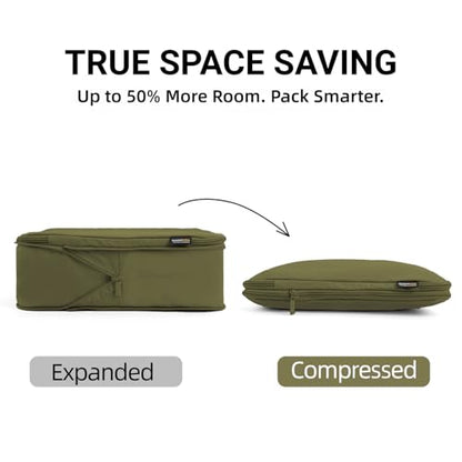 4 Piece Compression Packing Cubes for 3–7 Day Travel, Space Saving Travel Organizers with Breathable Mesh, Double-Zipper Packing Cubes for Carry-On & Suitcases (Green) - color: Green