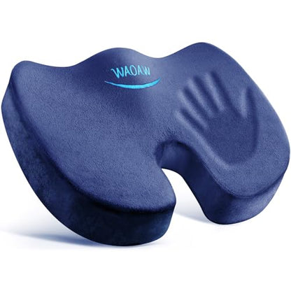 WAOAW Car Seat Cushion, Coccyx Cushion, Tailbone Pain Relief Cushion, Memory Foam Chair Pad for Back, Coccyx, Tailbone Pain Relief - color: Blue