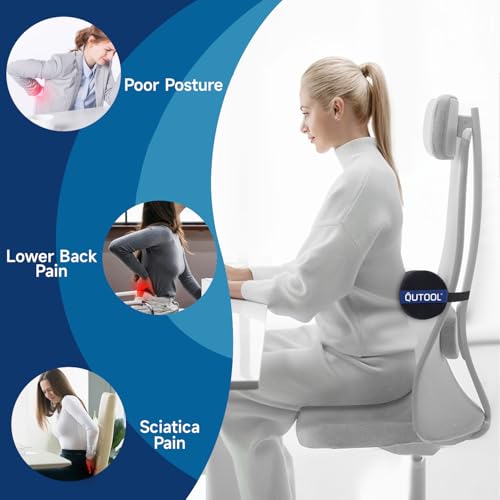 QUTOOL Lumbar Roll, Lumbar Support Pillow for Office Chair with Non-Slip Wider Strap, Back Pain Relief & Posture Improvement, Washable Cover, Office Desk & Car Accessories, Medium Soft - color: Medium Soft-lumbar Roll/Black