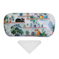 PERFECTSIGHT Sunglasses Case, Large Hard Shell Glasses Case, Cute PU Leather Protective Eyeglasses Case for Women Men - color: Green Plant Cat