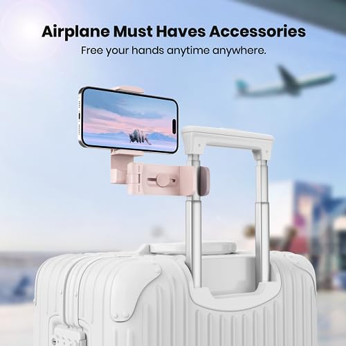 2 Pack Klearlook Universal Airplane Phone Holder, 360° Rotatable Phone Mount for Airplane Tray Table & Desk, Hands-Free Adjustable Phone Stand for Flight Essentials Must Have Accessories - color: Pink