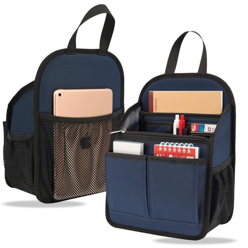 Mini Premium Rugged Backpack Purse Organizer Insert for Women Fashion Small Backpack-19 Pockets,Padded Water-repellent Nylon-Gray - color: Navy, size: Small