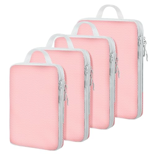 4 Set Packing Cubes For Travel Essentials, Luggage Packing Organization Cubes Suitcase Organizer Bags Set For Luggage Travel Packing Cubes For Suitcases Durable (4 Pcs, Pink) - color: Pink, size: Set of 4