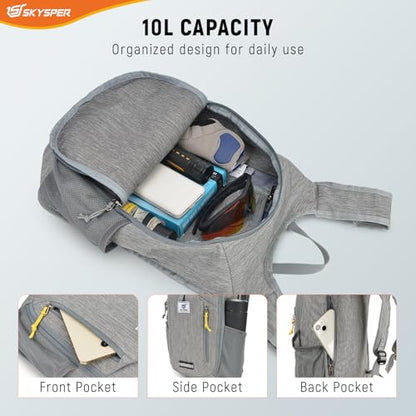 SKYSPER 10L Hiking Backpack Small Foldable Daypack Packable Lightweight Hiking Daypack Travel Day Pack for Women Men - color: Gray