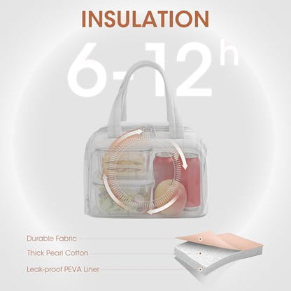 Lunch Box for Women 7L Soft Insulated Lunch Bag Reusable Leakproof Lunch Cooler for Work Meal Picnic Hiking Camping Pink - color: Pink