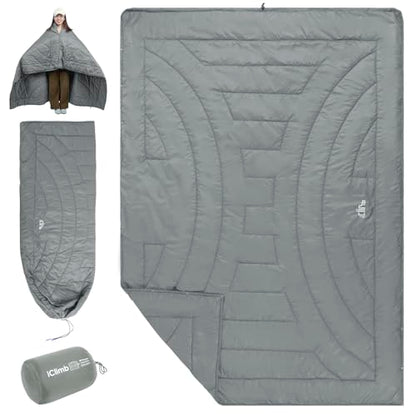 iClimb 3M Thinsulate Insulation Warm Camping Blanket Ultralight Compact - color: Light Grey, size: 72.8” × 55”, 1.52 lb
