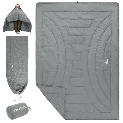 iClimb 3M Thinsulate Insulation Warm Camping Blanket Ultralight Compact - color: Light Grey, size: 72.8” × 55”, 1.52 lb
