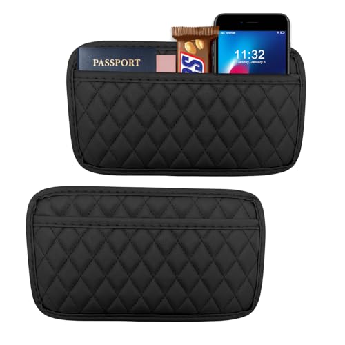 2PCS Car Side Pocket Organizer, Leather Auto Seat Storage Bag for Cell Phone Sunglasses, Waterproof Document Holder Tray Pouch for Vehicle Seat Gap Filler, Car Accessories (Large) - color: Large