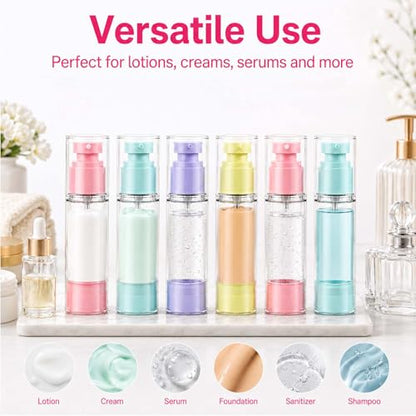 4 Pack Airless Pump Bottles, 1 oz Leakproof Travel Bottles with Pump for Toiletries, Small Empty Containers with Lids for Lotion Creams Serum Skin Care Shampoo Cosmetic Moisturizer Dispenser