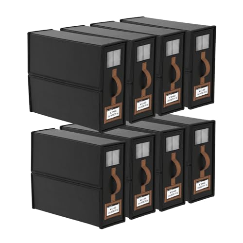 8 Pack Foldable Bed Sheets Set Organizers and Storage(King & Queen Size),Linen Fabric Closet Organizers with Window,Folding Bedding Storage Box for Bedsheets and Pillow Cube Organizer-Black - color: Black, size: 8 Pack-King Size-3.7 Gal
