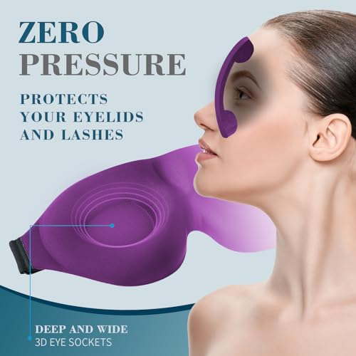 ZGGCD Sleep Mask for Side Sleeper, Light Blocking Sleeping Eye Mask for Women Men, 3D Contoured Cup Night Blindfold, Luxury Eye Cover Eyeshade with Adjustable Strap for Travel, Nap, Purple - color: Purple