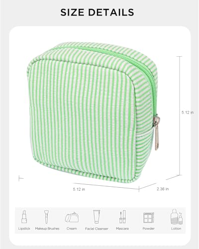 Small Makeup Bag, Mini Makeup Pouches for Purse Cute Cosmetics Bag Pouch with Slip-in Pockets Small Travel Toiletry Bag Makeup Storage Bag Lipstick Organizer Purse Essentials - color: 0-Mini Green