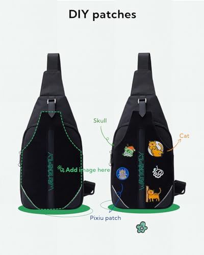 WATERFLY Medium Crossbody Sling Backpack Anti Theft Backpack for Traveling Chest Shoulder Bag - color: Black-diy(medium)