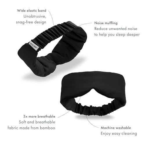 Infinity Travel - Bamboo Sleep Mask - Silky Soft Eye Mask - Comfortable - 100% Light Blocking Night - Machine Washable (Black) - color: Black