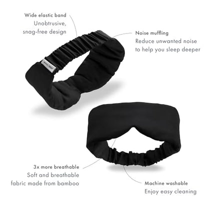 Infinity Travel - Bamboo Sleep Mask - Silky Soft Eye Mask - Comfortable - 100% Light Blocking Night - Machine Washable (Black) - color: Black