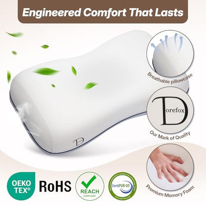 Cervical Neck Pillow for Neck & Shoulder Support, Adjustable Memory Foam Pillow with Customizable Height and Firmness, Ergonomic Pillow for Side, Back，Stomach and Combination Sleepers