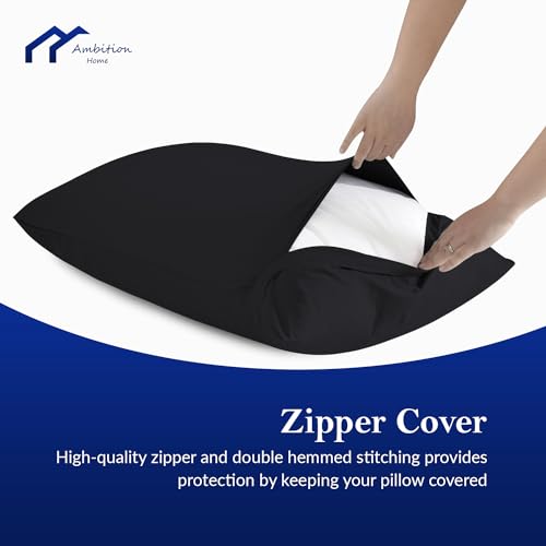 Toddler Travel Pillow Cases 12x16 inch, Small Pillow Cover with Zipper Closure Set of 2 mini Pillow Cover 500 Thread Count 100% Egyptian Cotton Travel Pillow case 12x16, Black - color: Black, size: Toddler 12x16