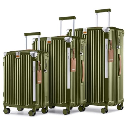Joyway Luggage Sets 3 Piece, Expandable Suitcase with Smart Cup Holder and USB Port, Hardside Carry On Checked with TSA Lock Spinner Double Wheels, DarkGreen - color: DarkGreen, size: 3 piece set (20/24/28inch NEW)