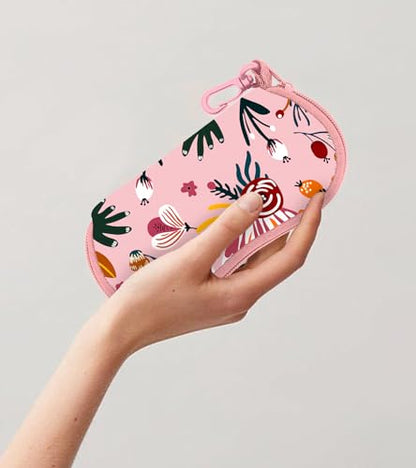 Sunglasses Case Soft Glasses Cases for Women Pouch Eyeglass Bag Eye Glass Kids Girls Sun Glasses Cute Kawaii - color: Pink Flower
