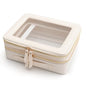 Aveniee Clear Makeup Bags, Double Layer Cosmetic Case with Separate Brush Compartment, Large Toiletry Organizer for Women, Travel Accessories Holder(2 Layers Large, White) - color: Off-White, style: Dual Layer Large