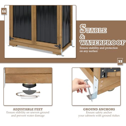 Outdoor Storage Cabinet Waterproof with Shelves, Small Storage Shed, Vertical Tall Patio Backyard Garden Storage Cabinet Tool Organizer for Outside - size: 32"L x 16"W x 66"H