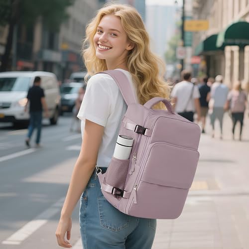 Sinaliy Travel laptop Backpack for Women, Personal Item Size Flight Approved, 16 Inch Laptop Bag with Multi-Pockets, College Computer Bag, Waterproof Carry On Backpack Casual Daypack Backpack - color: Purple, size: Large