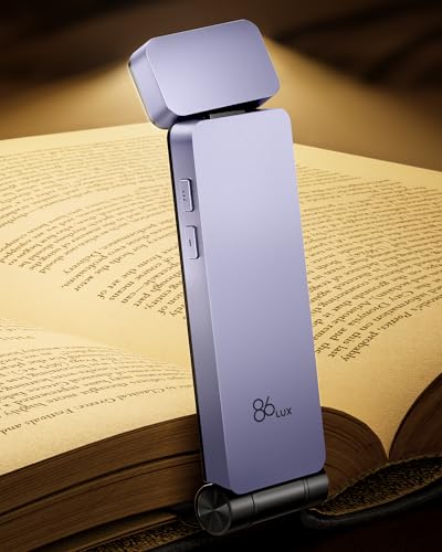 86lux Book Light, Rechargeable Clip-On LED Reading Light for Bed & Night Use - 3 Color Temperatures with Stepless Dimming, Ultralight Bookmark Design for Kids, Book Lovers, Purple - color: Purple