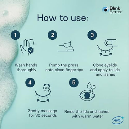BlinkBetter BetterLids Foaming Eyelid Cleanser – Gentle Daily Foam for Eyelids & Lashes – Soothing Tea Tree Oil Formula with Ectoin & Centella, Non-Stinging, Preservative-Free, 2 fl oz